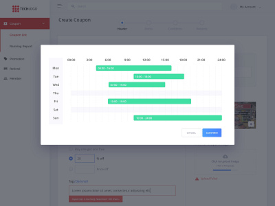 Set Coupon's Valid Time application canvas cms coupon drag form progressbar saas timeline ui valid