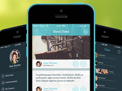 CoffeeEnterprise - News Feed app chat feed ios iphone app menu
