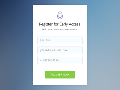 Early Access clean flat form interface log in register ui user interface ux web website
