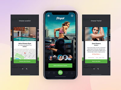 Fitness App v2 by Robert Man app application cards clean design fitness flat gym homescreen ios iphone iphone app mobile on demand screens trainer uber ui user interface ux
