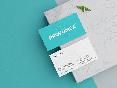 Provumex blue brand branding business cards design icon logo medical pharmaceutical vet