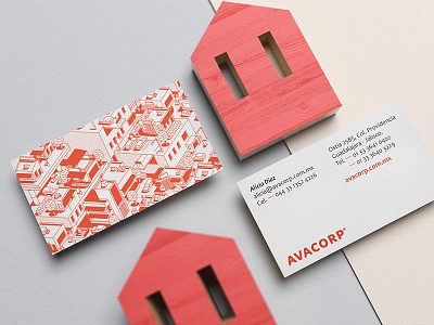 Avacorp - Business Cards architecture branding house illustration isometric real estate stationery