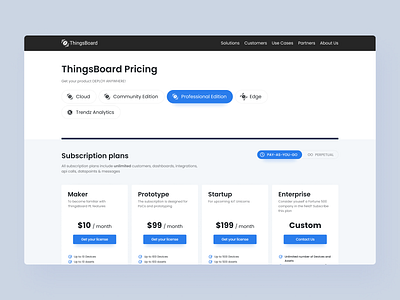 Pricing branding interface iot iot development pricing pricing page product page products typography ui ux web