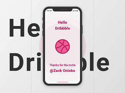 Hello Dribbble debut design illustration invitation invite ios iphone x mobile ui ux