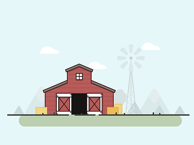 Hangar barn game hangar hay illustration linework mobile unity vector windmill