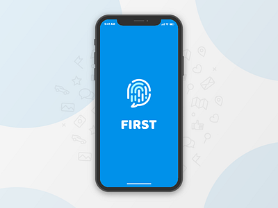 FIRST Messenger app bubble fingerprint illustration iphone x logo minimalism ui ux vector