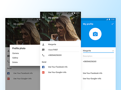 My profile app design interface material messenger mobile profile ui ux