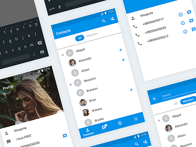 Contacts app contacts design interface material messenger mobile ui ux