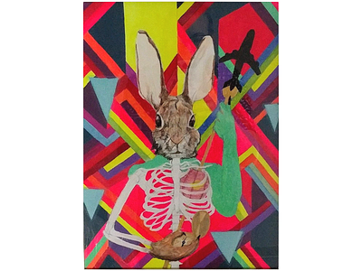 Wonderland Sends Its Best Regards design illustration mixed media painting rabbit