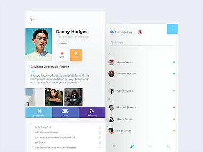 Profile inspiration interaction interface layout profile