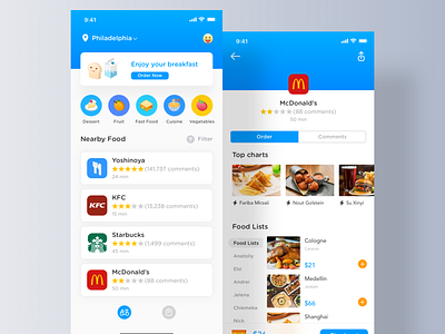 Order Food app design ui ux