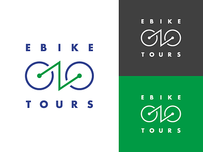 ebike tours logo bike branding ebike flat font identity logo logotype simple type vector