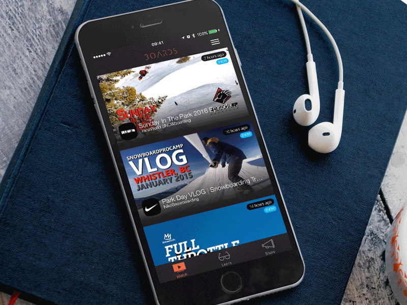 Boards app app feed ios list pull refresh snowboard to ui ux