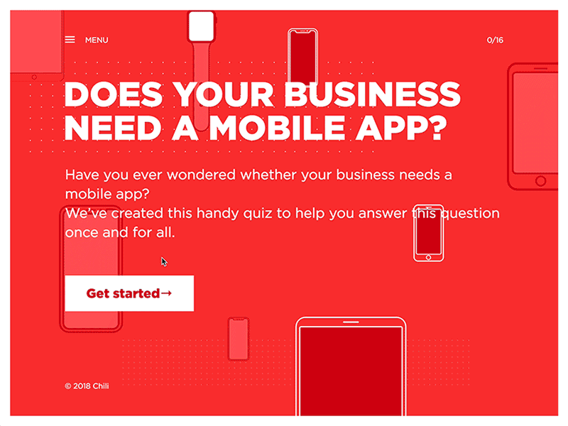 Do I need a mobile app? animation interaction minimal mobile motion parallax quiz responsive transitions ui ux web