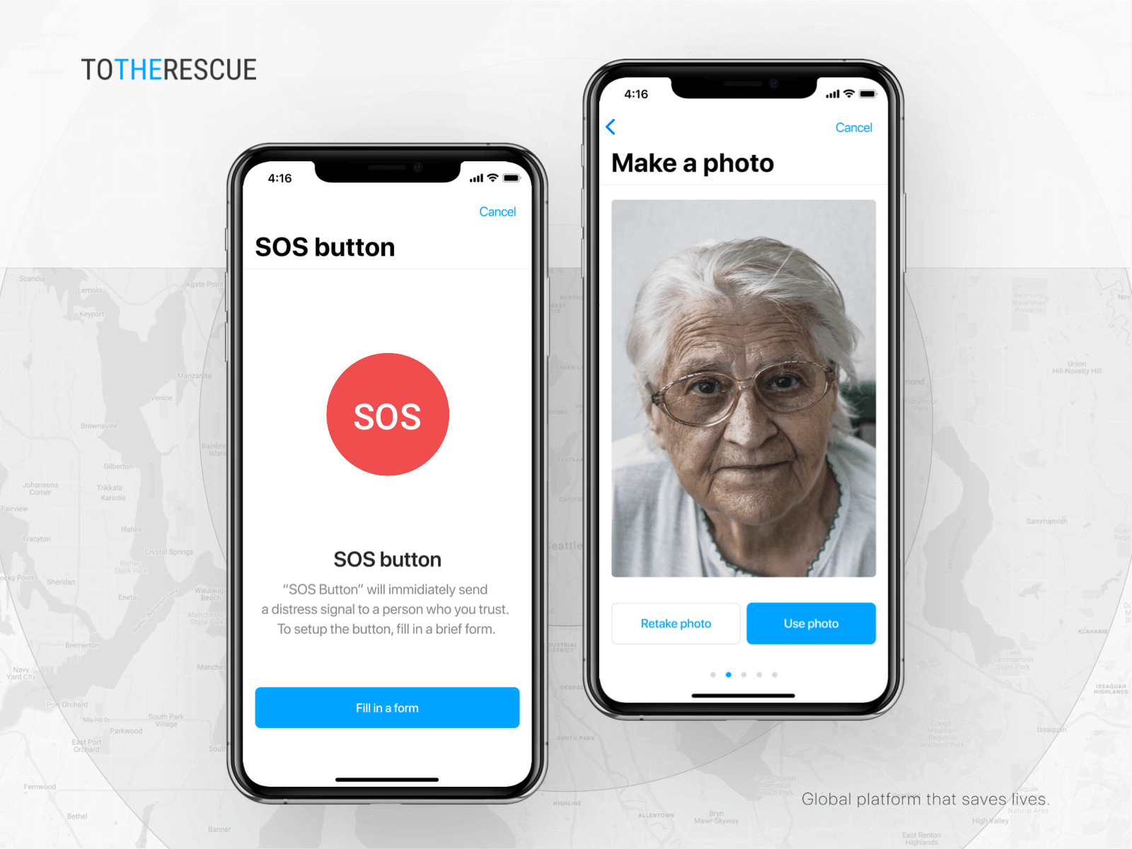 SOS Button — for emergency situations 🚨 app design gps help impact ios iphone missing people mobile onboarding rescue sos ui ux white label
