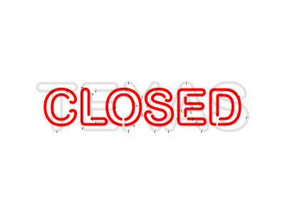 TX Closed arial closed sign neon texas vector