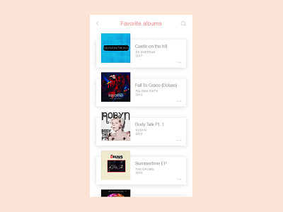 Favorite albums album artist daily daily ui favorite favorites mobile music ui ux