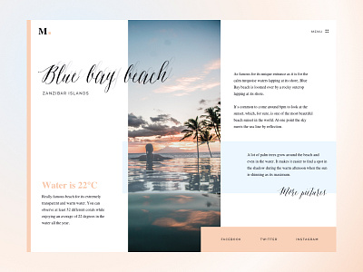 Most beautiful beaches around the world 🌴 - website article beach best beaches blog grid pastel pastel colors ui ux webpage