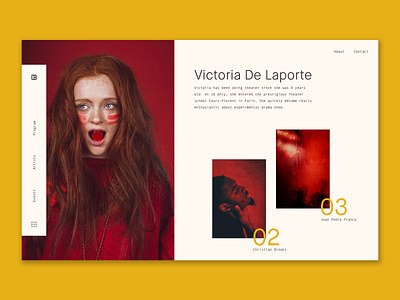 Theater festival - artists page 🎭 art artist festival landing design minimalist red and yellow sketch app theater ui ux