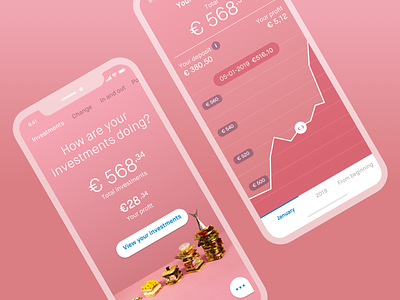Investing App Peaks 📱🌶 - New balance screen application balance design invest investing mobile mobile app mobile app design money peaks pink ui ux ux ui design