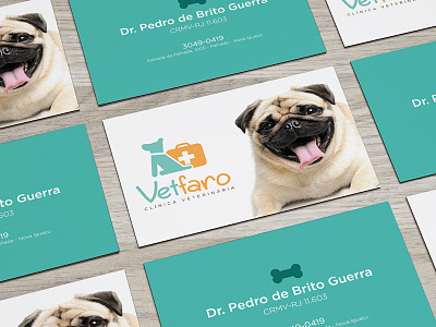 ♥ Vet branding business card dog pug veterinary
