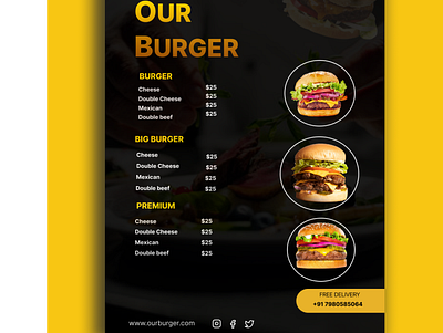 Food Menu Flyers for Burger branding flyers graphic design ui