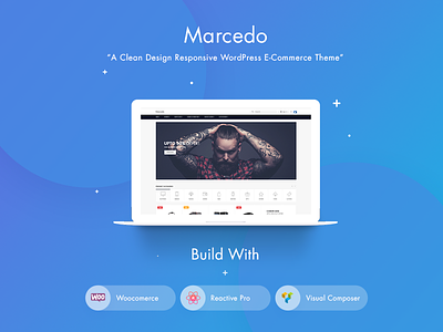 Marcedo E-commerce Theme blue clean creative ecommerce gradient landing page mockup modern reactive shop visual composer woo commerce