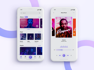 Music App clean minimal colorful creative design gradient ios iphonex music album music app music player ux ui xd