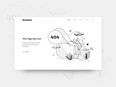 404 Page For Emotion(Blog) 404 blog design clean concept creative design error gatsby illustration ios landing page minimal page lost ui vector web design