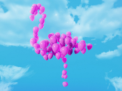 Flamingo Balloons balloon blender blender3d flamingo photoshop pink render sky