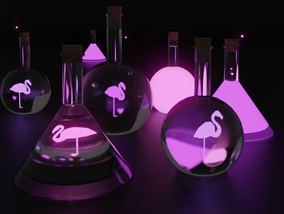 Flamingo Potions 3d blender flamingo pink