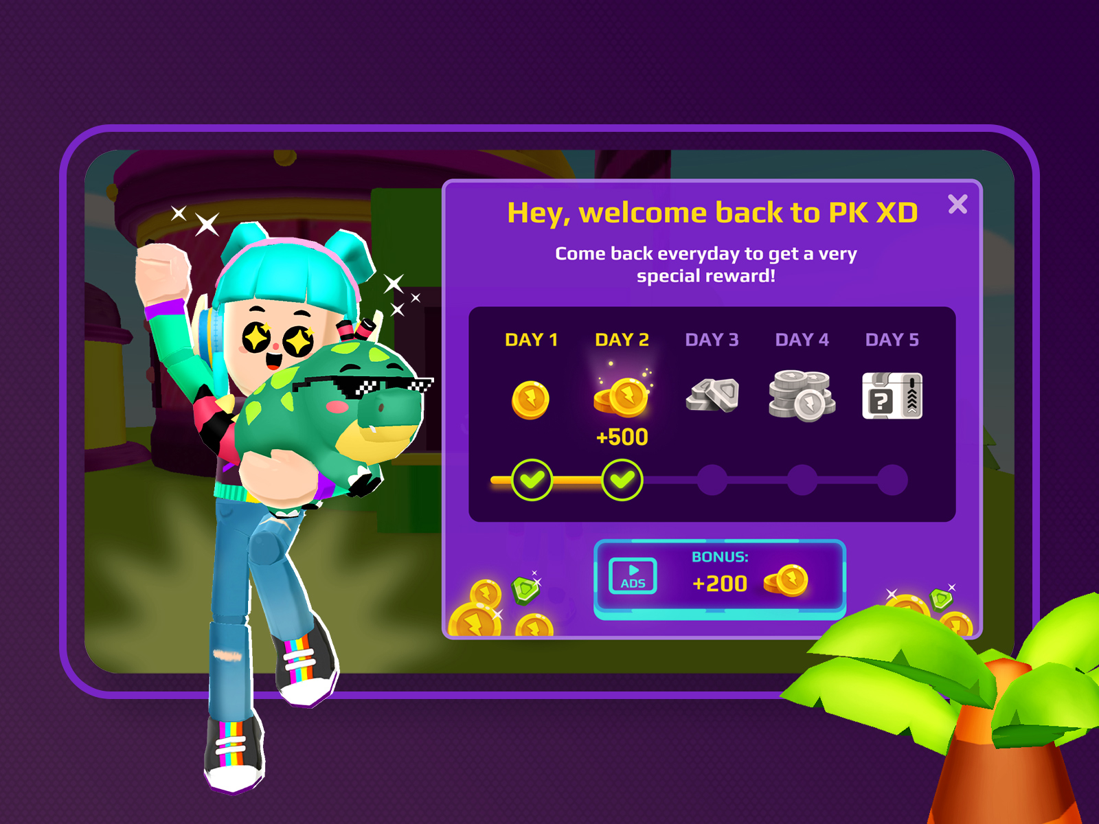 PK XD Game - Daily reward screen by Sharon Pires on Dribbble