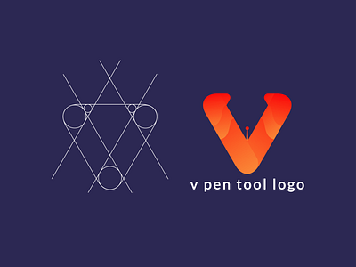v+pen tool logo. branding design graphic design icon illustration logo typography ui ux vector