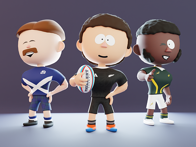 Rugby boyz 3d art ball blender cartoon character character design concept art humans indie game new zealand rugby rugby scotland rugby south africa rugby toy design video game art
