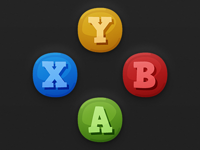 Game UI Buttons - XBOX 360 button cartoon game art game ui gamepad gui hud ui xbox xbox 360 xbox360