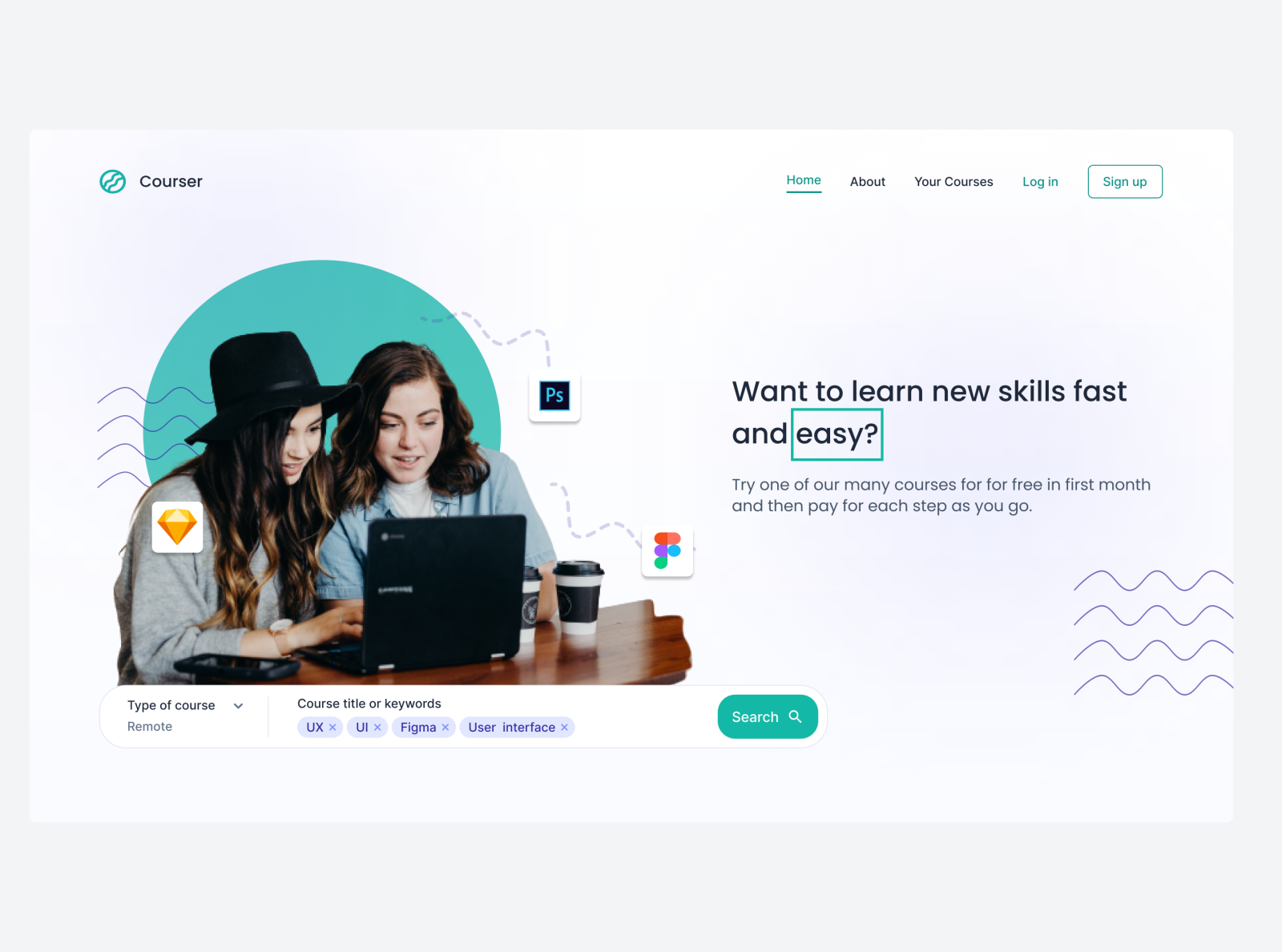 Courses search screen by Kitsune on Dribbble