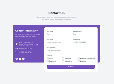 Contact form dailyui design figma ui