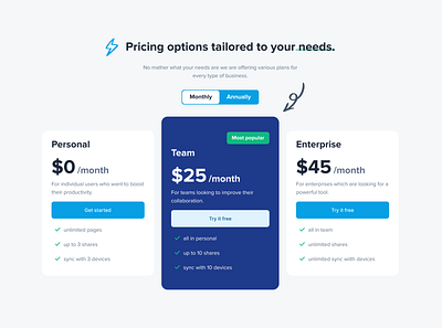 Pricing section dailyui design figma ui