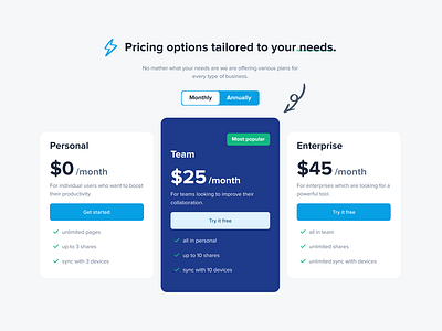 Pricing section