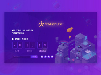 Stardust Blockchain Coming soon!!! app blockchain branding coming soon crypto currency illustration time counter ui ui design ux vector web