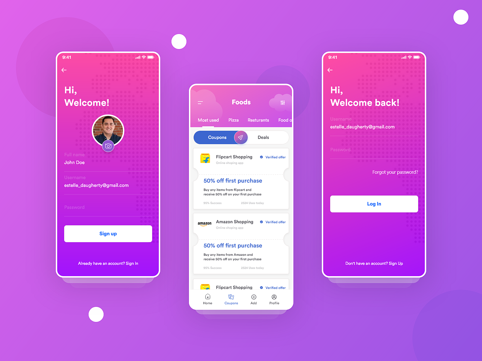 Coupon App Sign In And Dashboard By Md Shohanur Rahman On Dribbble