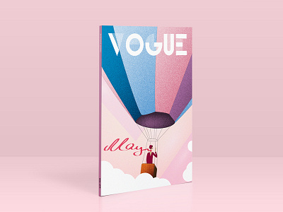 Vogue air art deco balloon cloud cover design gradient illustration magazine retro vogue woman
