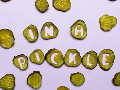 In A Pickle food funny pastel pickle pink pun wordplay