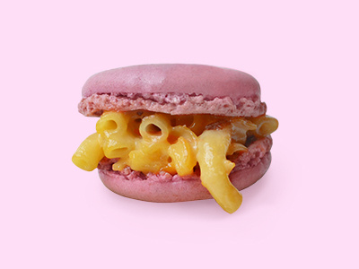 Macaron-i And Cheese food funny macaroon pastel pink pun wordplay