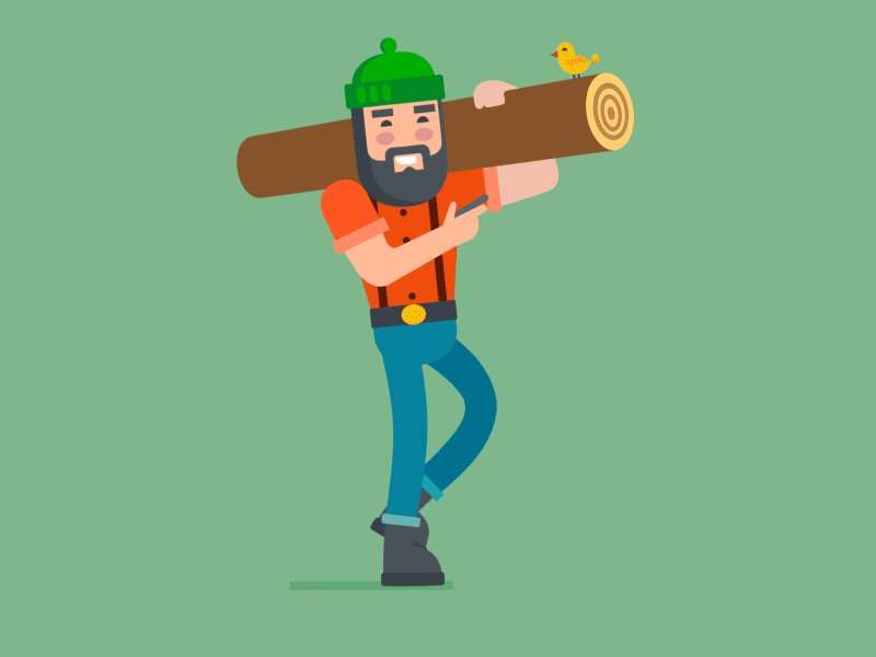 Lumberjack beard belt bird gif jeans lumberjack walk wood