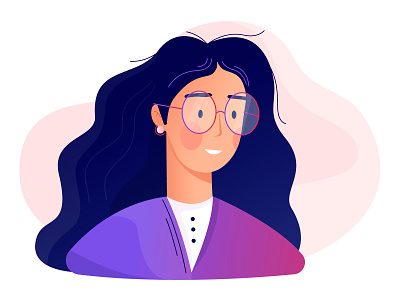 Smarty character girl glasses gradient illustration