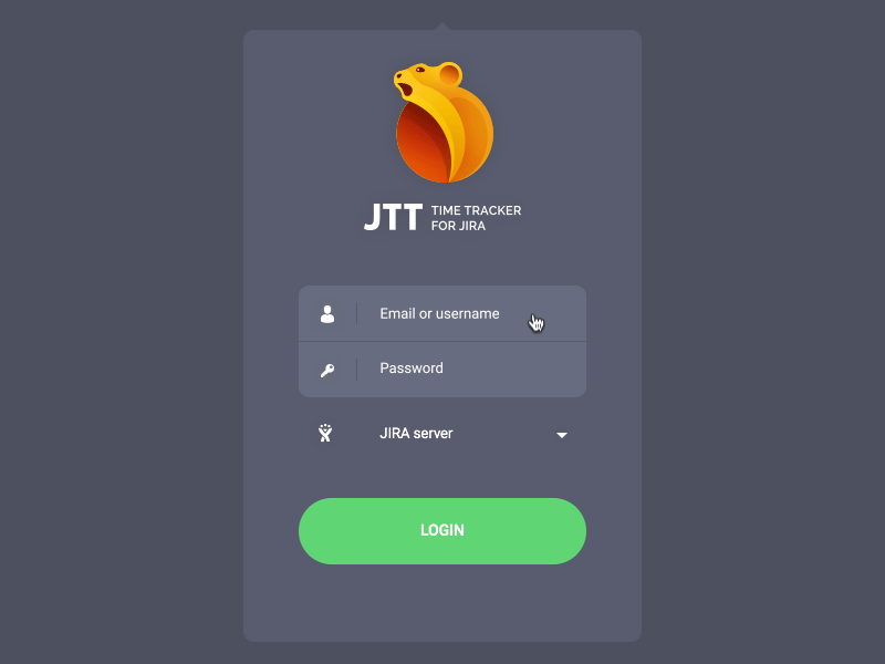 Login Screen For JTT after effects animation jira time tracker