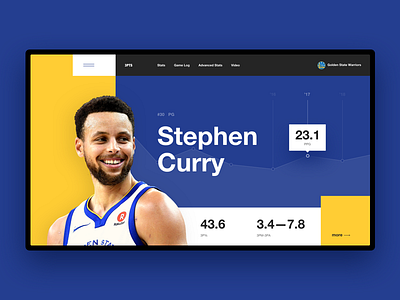 Stephen Curry — 3PTS minimalistic nba sports stats ui web