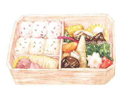 Eki-ben, for long rides on the train 21 days in japan food illustration japan painting tokyo travel watercolor