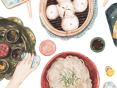 Hong Kong Food Crawlers: Postcard food food illustration hong kong illustration painting travel watercolor